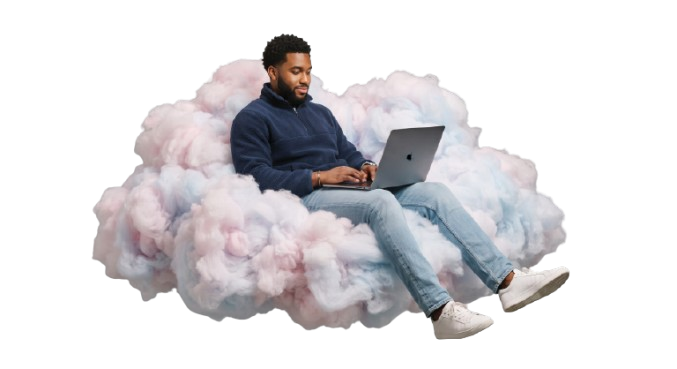Builder comfortably using laptop to create software
